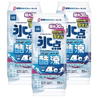 US baby 優生 冰點酷涼濕巾10抽 加大版, 3包, 1入, 50g