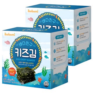 ibobomi 無調味海苔片，獨立小包裝，100%海苔, 無調味, 15g, 2盒