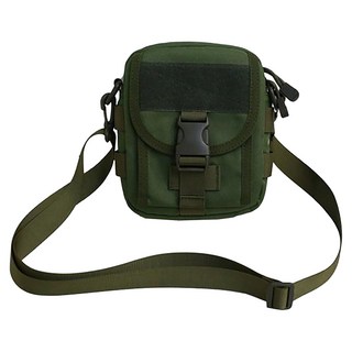 E.City 復古風防潑水運動休閒三用騎行手機挎包 牛津布材質 重量約170g, 綠色, 1個