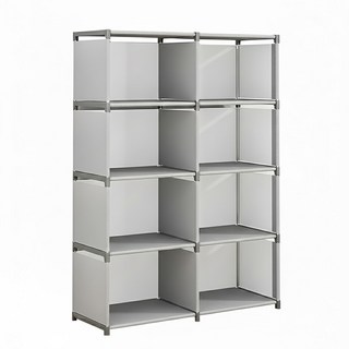 歐奈思 布藝多層組裝書架 3格 41*29*93cm 簡易組裝多功能收納, 銀灰, 1個