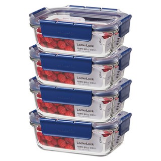 LocknLock 樂扣樂扣 頂級透明耐熱玻璃保鮮盒 630ml, 4入