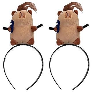 水豚造型髮箍Set 2 短絨毛面料 PP棉填充, 12 x 25cm, 咖啡色