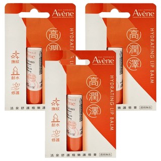 雅漾 活泉舒護極嫩護唇膏 4g｜深層保濕 修護乾裂 敏感唇適用, 透明無色, 4g, 3支