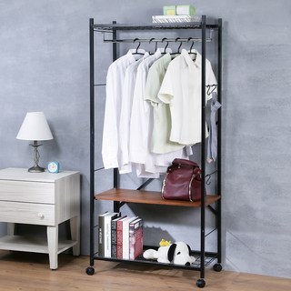 Justice移動式置物衣櫥架 高度可調 含活動輪, Black