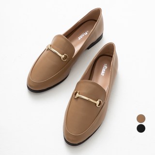 afinar 圓頭簡約金釦樂福鞋