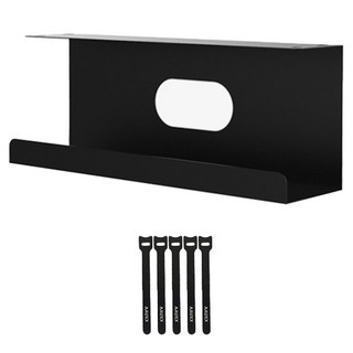 aaUXX 免鑽孔電源延長線收納架 + 束線帶 5條, 黑色, 1組