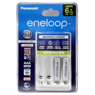 Panasonic eneloop 台灣公司貨 充電組 標準款 BQ-CC17充電器 + 4號電池 2顆, 1組