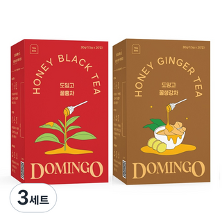 DOMINGO 蜂蜜紅茶 20入 + 蜂蜜生薑 20入 組合, 蜂蜜紅茶 30g + 蜂蜜生薑 30g, 3套