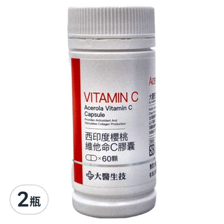 大醫生技 西印度櫻桃維他命C膠囊, 600mg, 60錠, 2瓶