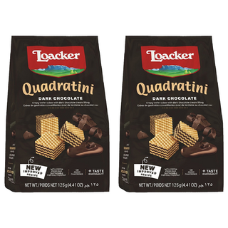 Loacker 萊佳哈斯 方角哈斯餅, 黑巧克力風味, 香濃不死甜, 125g, 2包
