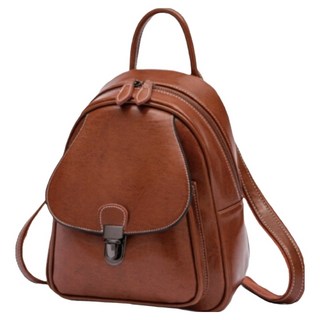 油蠟牛皮女士小型雙肩包後背包女包 真皮 LB1052 二層牛皮 顏色: 黑色/咖啡色/綠色, 土黃色, 27 x 22 x 9.5cm