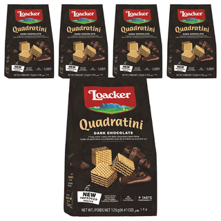 Loacker 萊佳哈斯 方角哈斯餅 黑巧克力風味 香濃不死甜, 125g, 5包