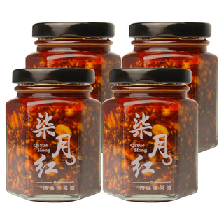柒月紅 二四麻辣果油 多種獨特香料 精選台南九號花生 四川頂級大紅袍花椒, 100g, 4罐