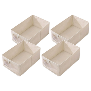 小麥購物 棉麻收納盒 C387 235g, 米色, 4個