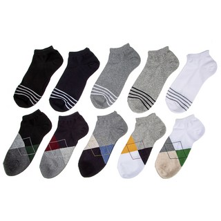 BASE ALPHA ESSENTIALS 男款低筒印花襪10雙組
