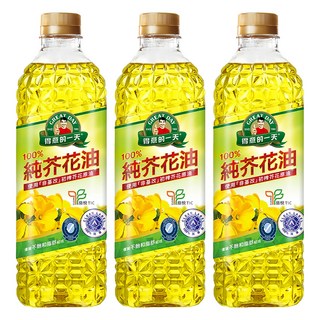 得意的一天 100%純芥花油, 嚴選非基改芥花種籽榨出, 油質透亮安定, 適合各種烹飪方式, 1L, 3瓶