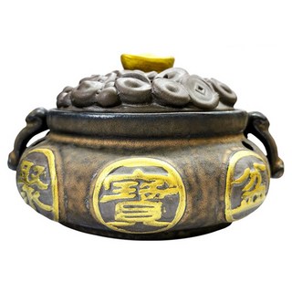 財神小舖 財氣沖天聚寶手工香爐 附防火棉 TCL-6011-2 12.8 x 6.5cm 深咖啡, 1個