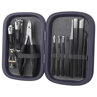 SC優選 不鏽鋼指甲剪刀嵌甲修腳工具 酷黑色 12件套, 1組