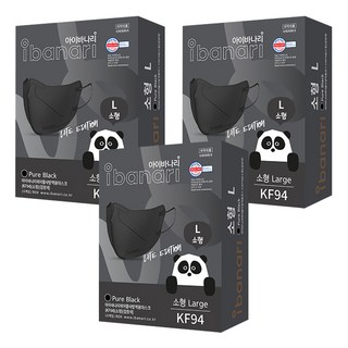 아이바나리 에어 황사 방역용 마스크 소형 L KF94, 10개입, 3개, PURE BLACK
