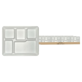 SunNaP 紙塑方盤5格 Set 31公分x22公分 台灣製 植物纖維製造 食品級, 50個, 1組