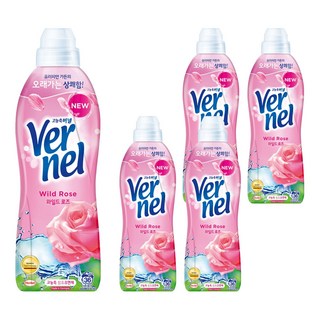버넬 고농축 섬유유연제 와일드 로즈향 본품, 900ml, 5개