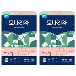 모나리자 천연펄프 미용티슈 2겹, 280매, 6개