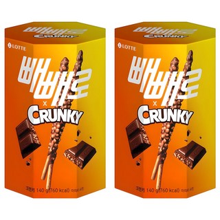 빼빼로 크런키, 140g, 2개