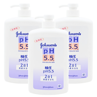 嬌生嬰兒 PH5.5 2合1潤膚沐浴乳 溫和潔膚配方 不含皂, 1L, 3瓶