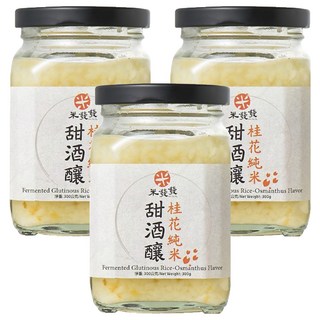 米發發 手作桂花純米甜酒釀, 溫潤滋補, 可直接食用, 300g, 3罐