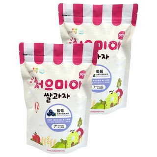 Ssalgwaja 米餅村 寶寶米餅 非油炸 無添加 7個月以上適用, 藍莓, 40g, 2包