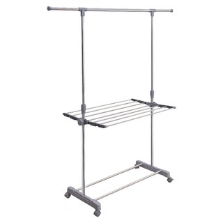 雙手萬能 伸縮單桿毛巾置衣架, 不鏽鋼, 1個