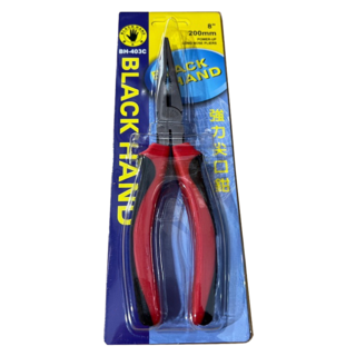 BLACK HAND 黑手牌 雙色柄8吋強力型尖口鉗, 1支