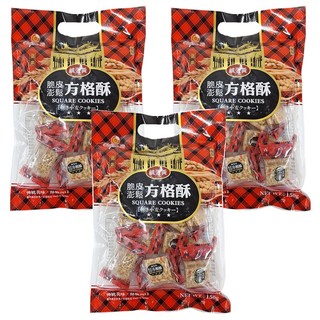 Chiao-E 巧益 脆皮澎鬆鹹蛋黃方格酥 蛋素, 150g, 3袋