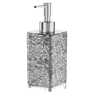 冰川紋 方形400ml 透黑色 按壓式乳液/洗手液/沐浴乳分裝瓶, 1個