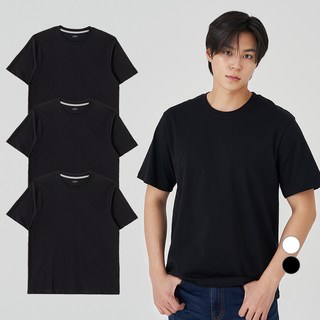 CARET 透氣基本圓領短袖T恤 3件組, 黑色