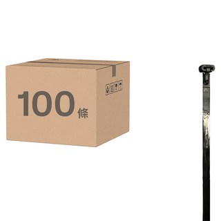 POLYWELL 寶利威爾 可鬆式束線帶 PW15-T65-0102 400 x 8mm 100條, 1包, 黑色