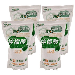 真柑淨 檸檬酸清潔劑補充包｜食品級檸檬酸、除水垢、除臭、多用途清潔, 400g, 4包