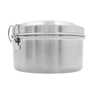 Dashiang 圓形便當盒 316(18-10)不鏽鋼 雙層設計 飯菜分離, 銀色, 1個