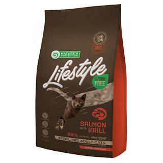 NATURE'S PROTECTION 自然本色 1歲以上成貓用 LifeStyle 無穀結紮乾飼料, 鮭魚 + 磷蝦, 1.5kg, 1袋