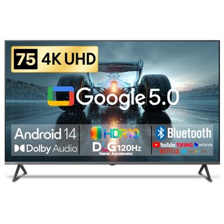 창홍 4K UHD LED 스마트 DLG 120Hz 돌비 AI 구글 5.0 TV, 189cm(75인치), U75M9, 스탠드형, 방문설치
