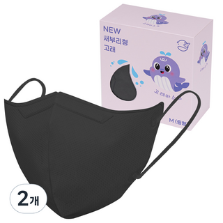고래마스크 새부리형 일회용 중형 MM, 30매, 2개, 블랙