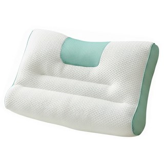 HONDONI 日式反牽引枕 記憶護頸紓壓側睡止鼾 4D透氣網格 獨立頸椎棒, 74 x 48cm, 浮萍綠, 1個