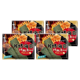 良澔 片烤海苔 魷魚風味, 甜辣風味 厚切爽脆, 32g, 4包