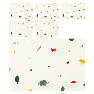 KerKerland 插畫信封袋, 6個裝, 動物園 米白色