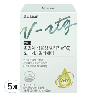 닥터린 초임계 식물성 알티지(rTG) 오메가3 멀티케어 33.78g, 30정, 5개