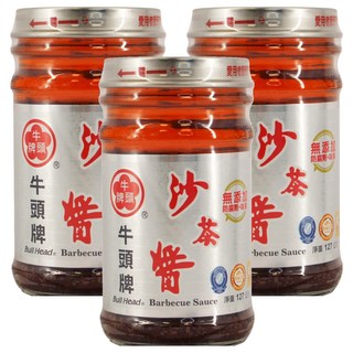 牛頭牌沙茶醬，香醇口感，沾水餃/配火鍋/炒牛肉/炒三鮮/炒飯皆宜, 127g, 3罐