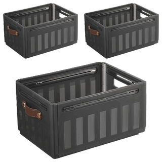 ONE HOUSE 川櫻伸縮折疊收納盒 手提款 22L OH-Q729-F3, 雅致灰, 3個