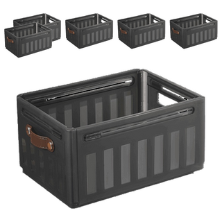 ONE HOUSE 川櫻伸縮折疊收納盒 手提款 22L OH-Q729-F3, 雅致灰, 6個