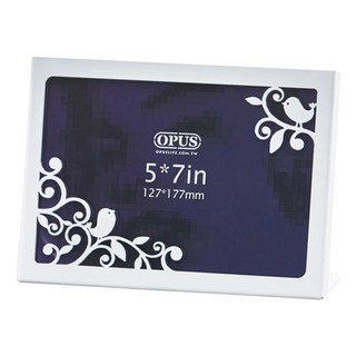 OPUS 東齊金工 歐式鐵藝立式金屬相框 FR-BD04W 5 x 7吋, 香榭鳥築 優雅白, 1個