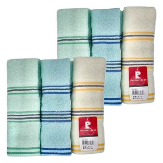 Partner dear 純棉毛巾3入組, 33cm x 76cm, 柔軟舒適, 4線條紋 顏色隨機, 2包